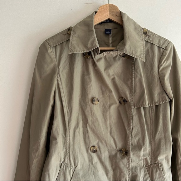 Vintage GAP Tan Beige Button Down Trench Coat sz M - Picture 4 of 7